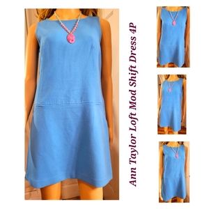 Ann Taylor Loft Mod blue dress 4P